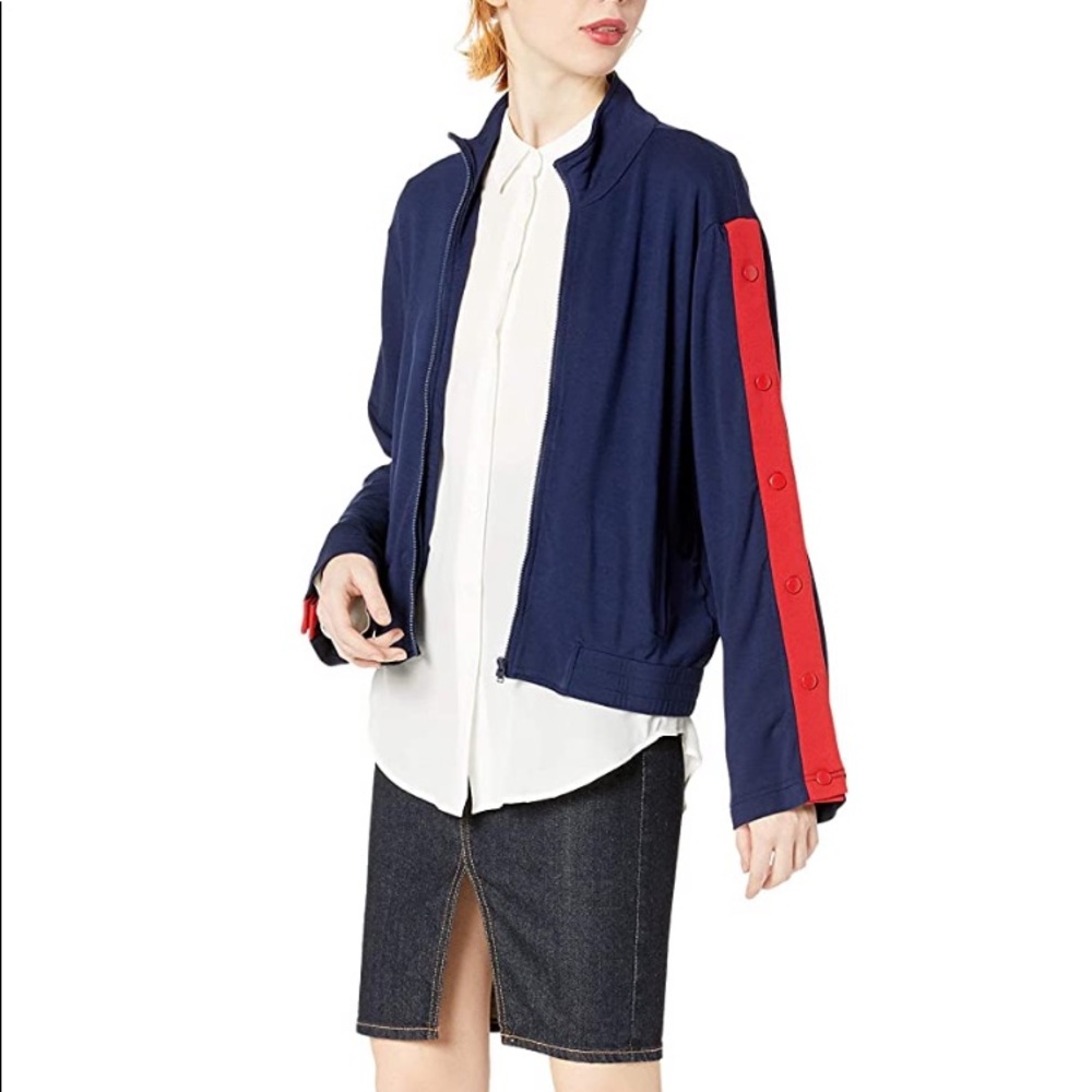 New BB Dakota red/blue French terry track jacket full zip woman’s size small